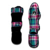 Pink Teal Plaid Tartan Muay Thai Shin Guard-grizzshop