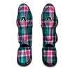 Pink Teal Plaid Tartan Muay Thai Shin Guard-grizzshop