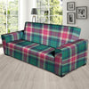 Pink Teal Plaid Tartan Sofa Cover-grizzshop