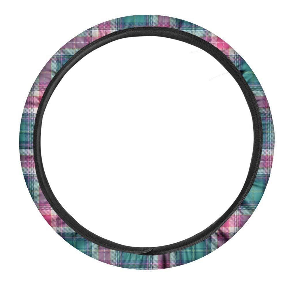 Pink Teal Plaid Tartan Steering Wheel Cover-grizzshop