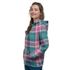 Pink Teal Plaid Tartan Women's Hoodie-grizzshop