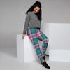 Pink Teal Plaid Tartan Women's Joggers-grizzshop