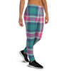 Pink Teal Plaid Tartan Women's Joggers-grizzshop