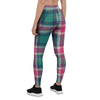 Pink Teal Plaid Tartan Women's Leggings-grizzshop