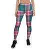 Pink Teal Plaid Tartan Women's Leggings-grizzshop