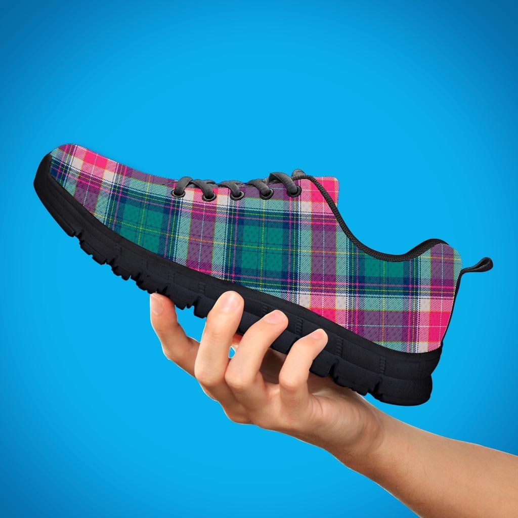 Pink Teal Plaid Tartan Women's Sneakers-grizzshop