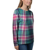 Pink Teal Plaid Tartan Women's Sweatshirt-grizzshop