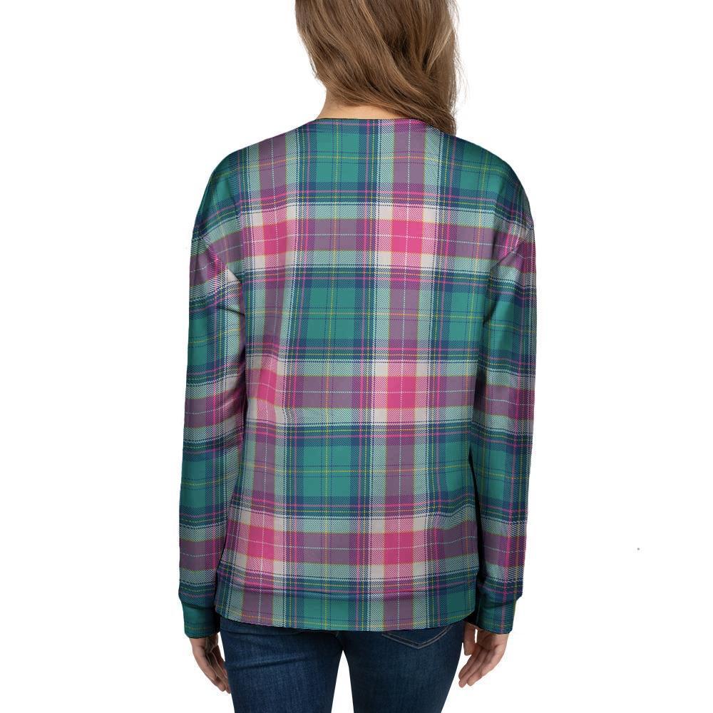 Pink Teal Plaid Tartan Women's Sweatshirt-grizzshop