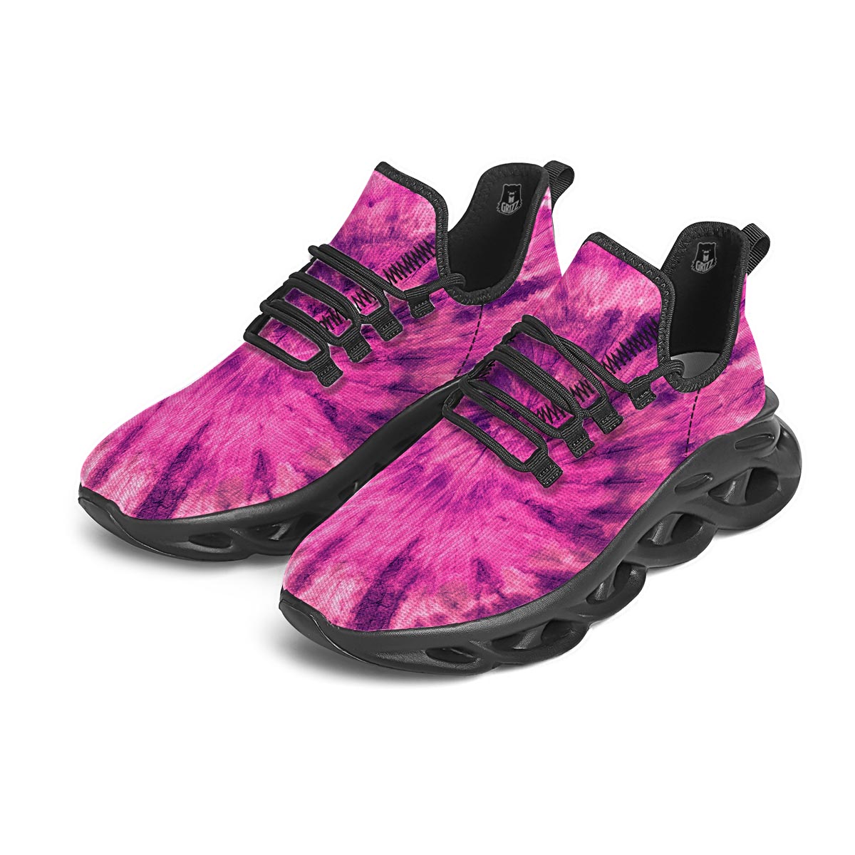 Pink Tie Dye Black Running Shoes-grizzshop