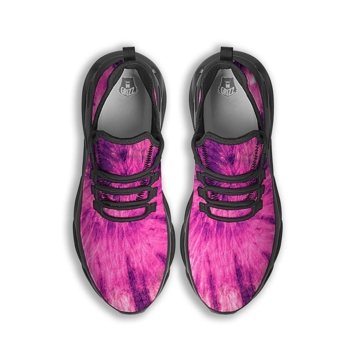 Pink Tie Dye Black Running Shoes-grizzshop