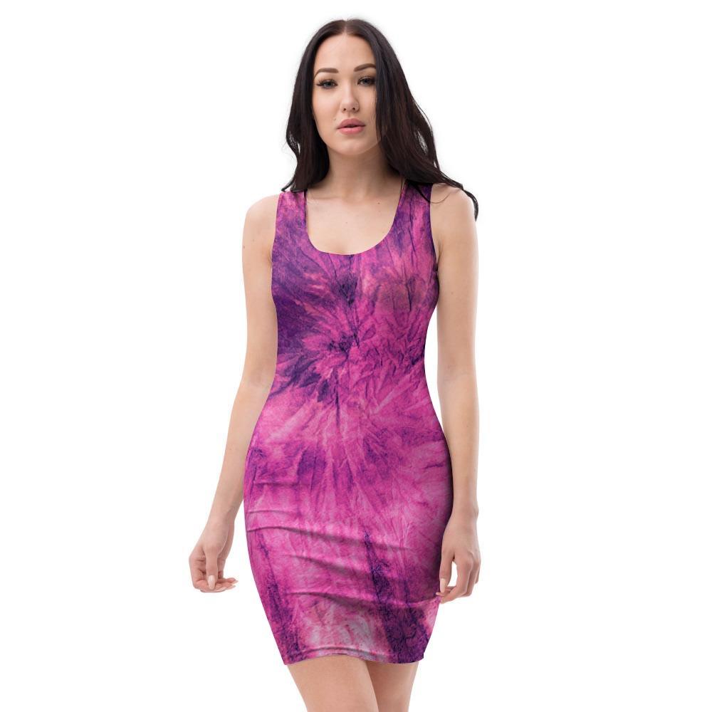 Pink Tie Dye Bodycon Dress-grizzshop