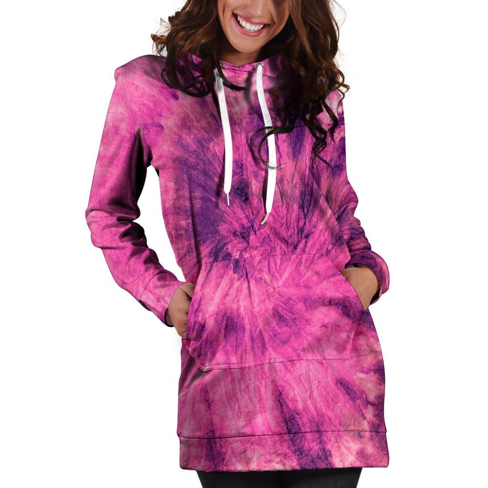 Pink Tie Dye Hoodie Dress-grizzshop