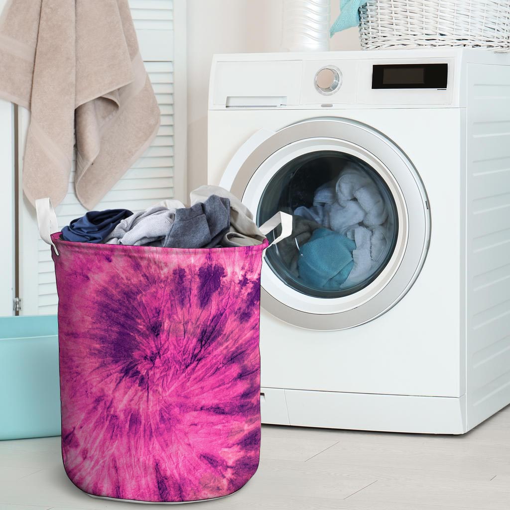 Pink Tie Dye Laundry Basket-grizzshop