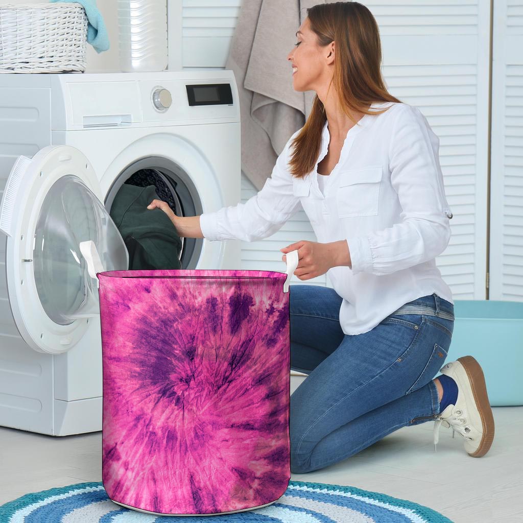 Pink Tie Dye Laundry Basket-grizzshop