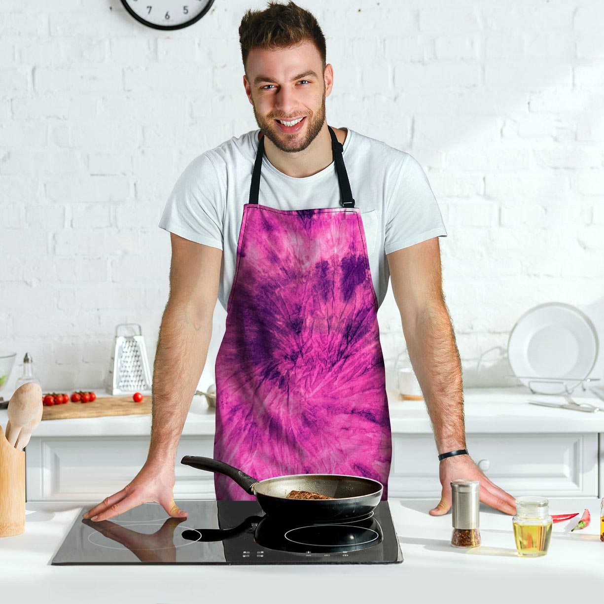 Pink Tie Dye Men's Apron-grizzshop