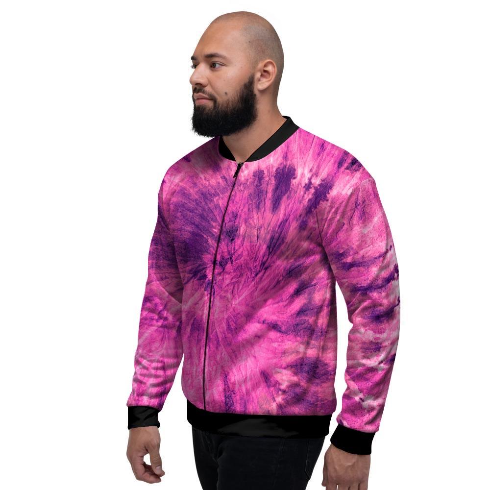 Pink Tie Dye Men's Bomber Jacket-grizzshop