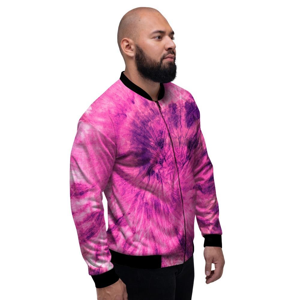 Pink Tie Dye Men's Bomber Jacket-grizzshop