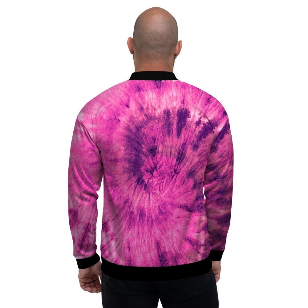 Pink Tie Dye Men's Bomber Jacket-grizzshop