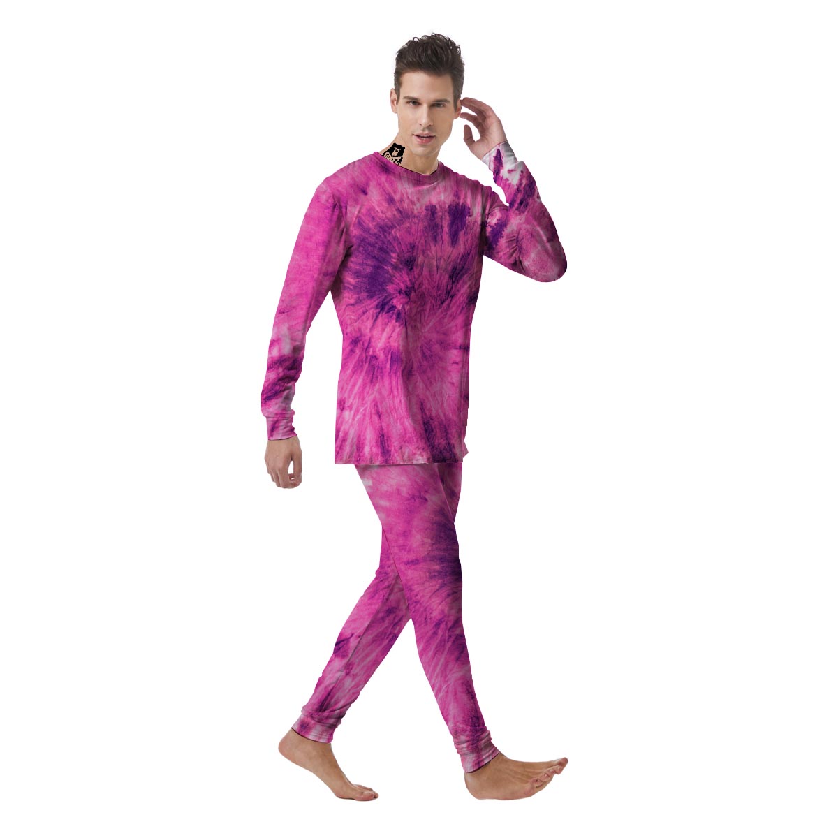 Pink Tie Dye Men's Pajamas-grizzshop