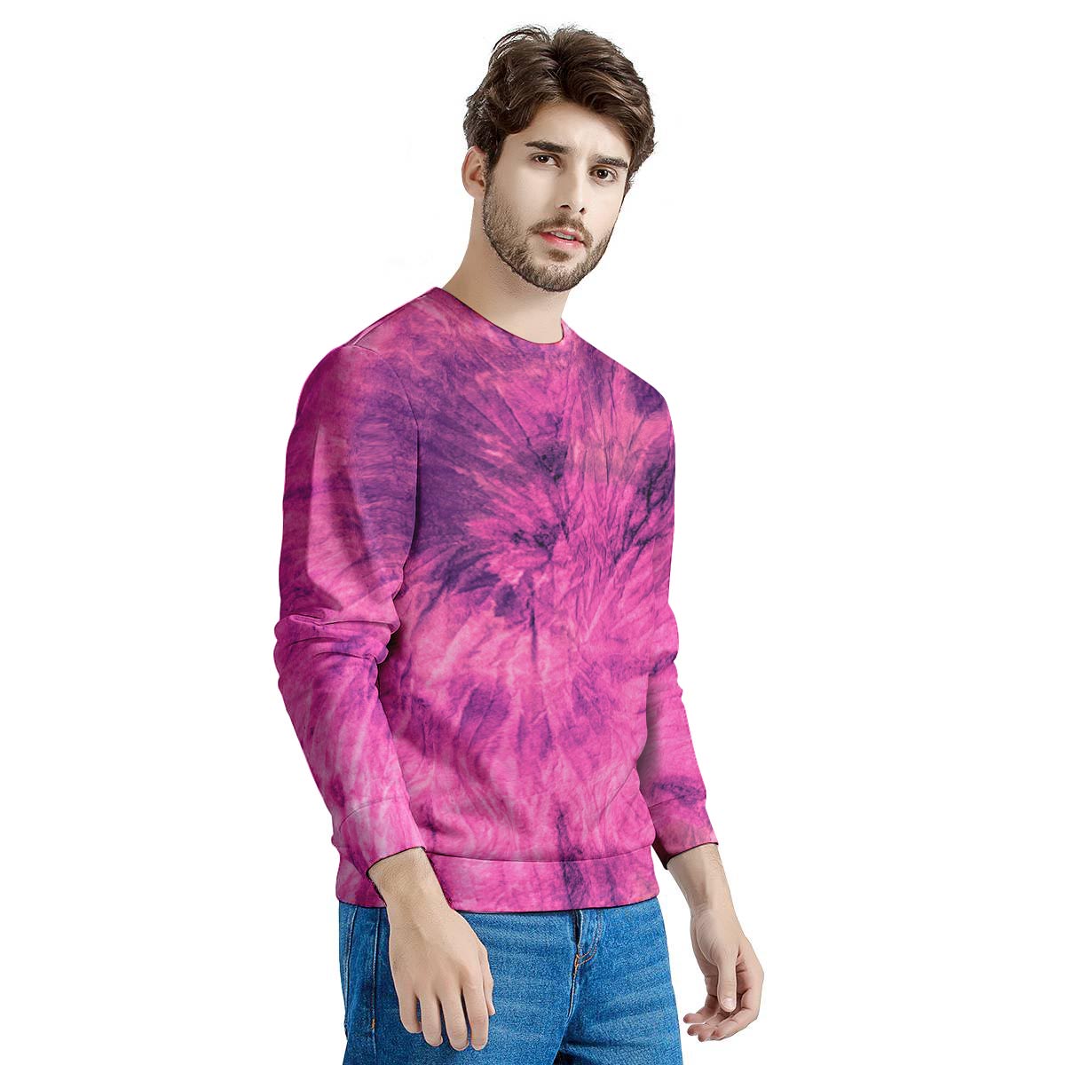 Pink Tie Dye Men's Sweatshirt-grizzshop