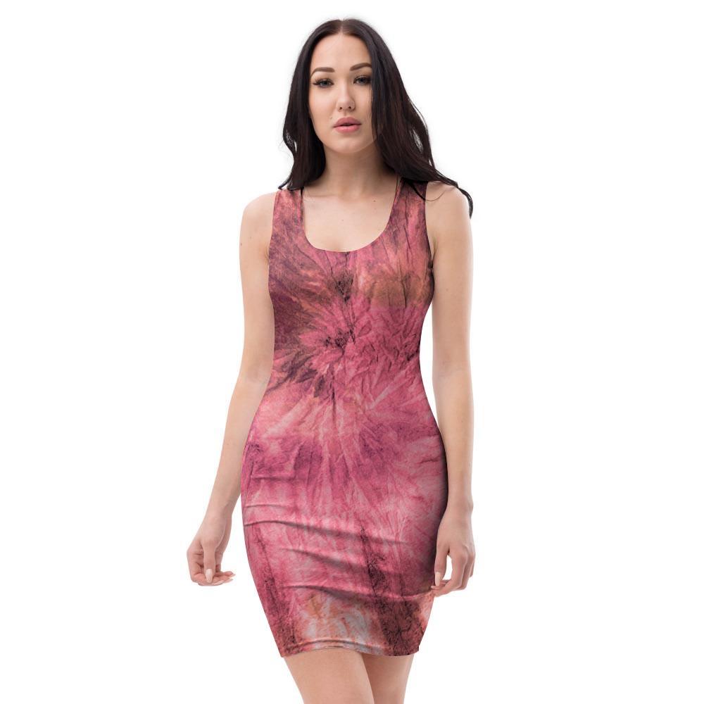 Pink Tie Dye Print Bodycon Dress-grizzshop