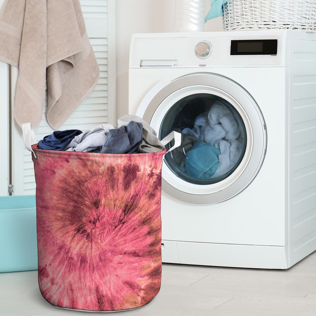 Pink Tie Dye Print Laundry Basket-grizzshop