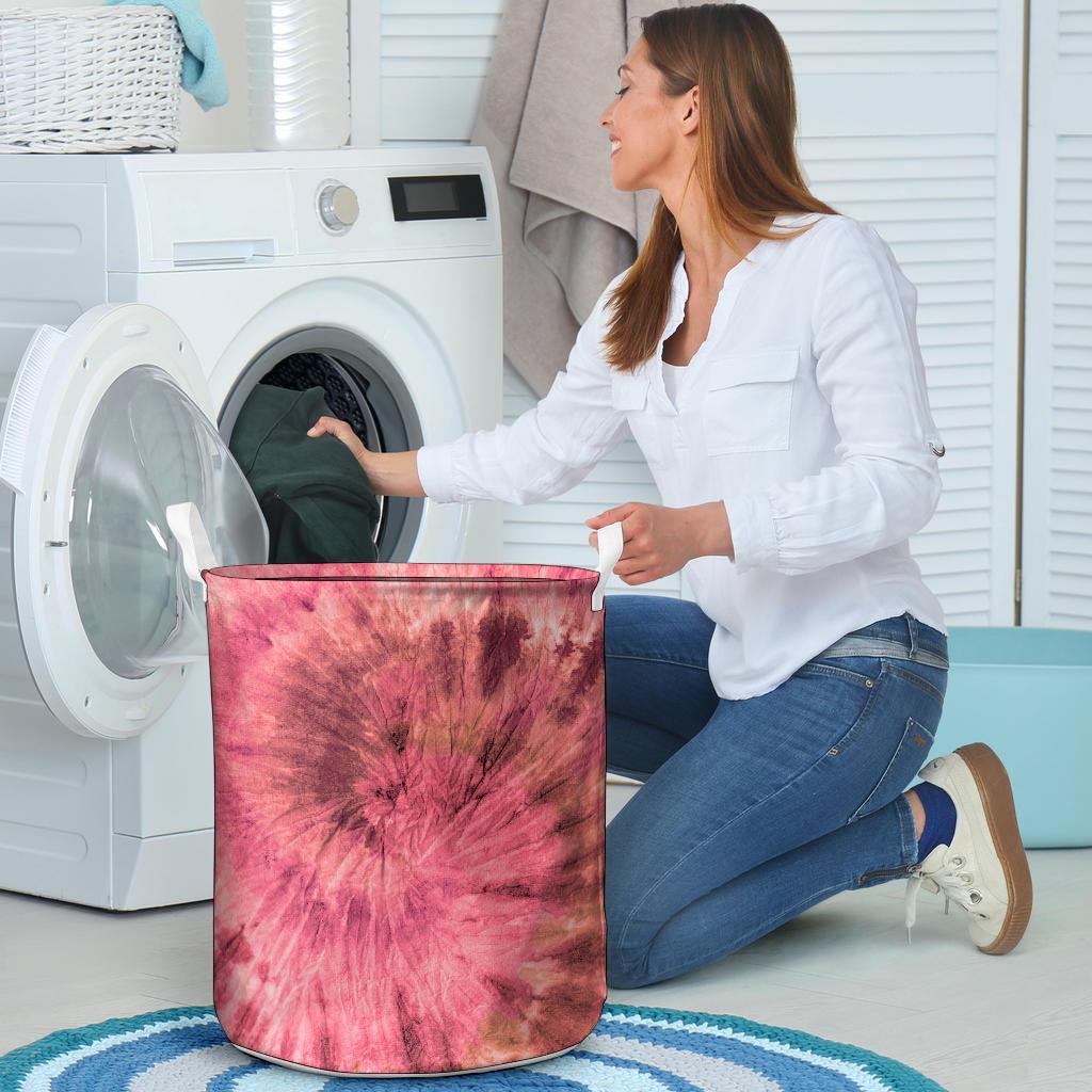 Pink Tie Dye Print Laundry Basket-grizzshop