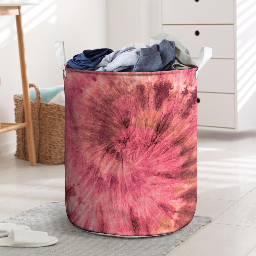 Pink Tie Dye Print Laundry Basket-grizzshop