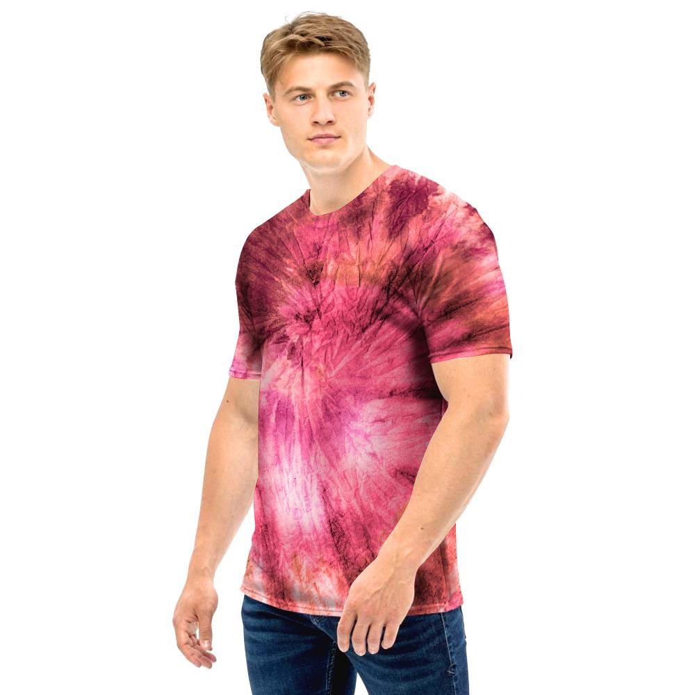 Pink Tie Dye Print Men T Shirt-grizzshop