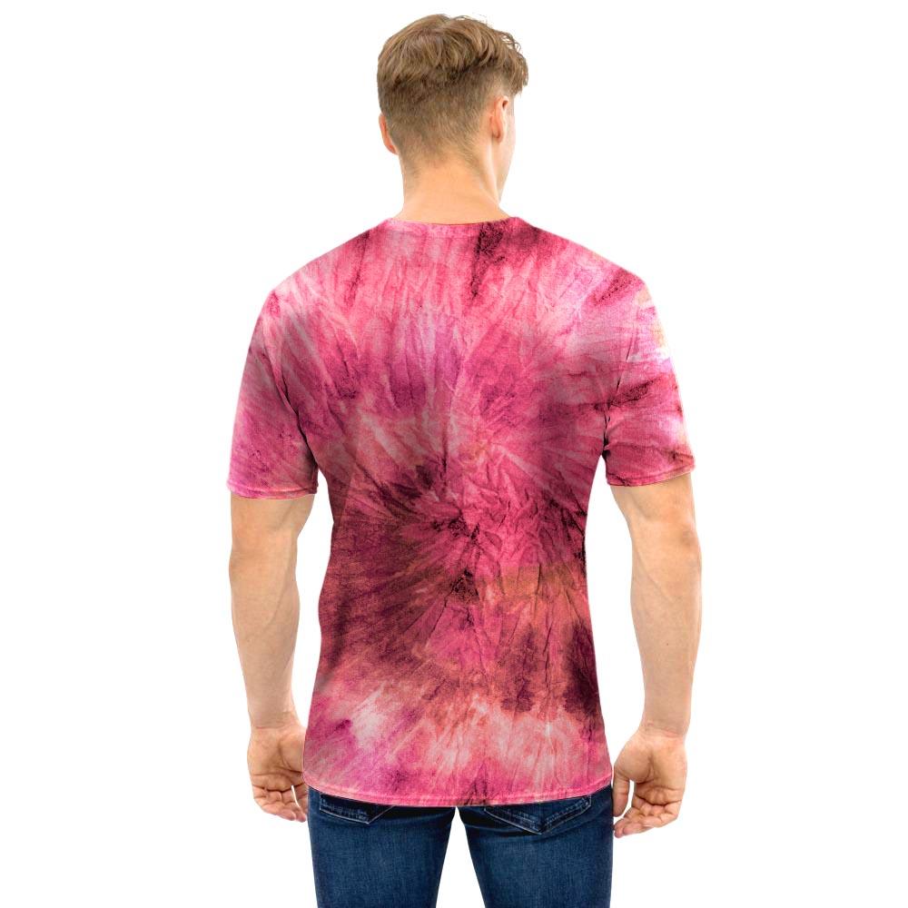 Pink Tie Dye Print Men T Shirt-grizzshop