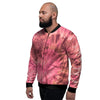 Pink Tie Dye Print Men's Bomber Jacket-grizzshop