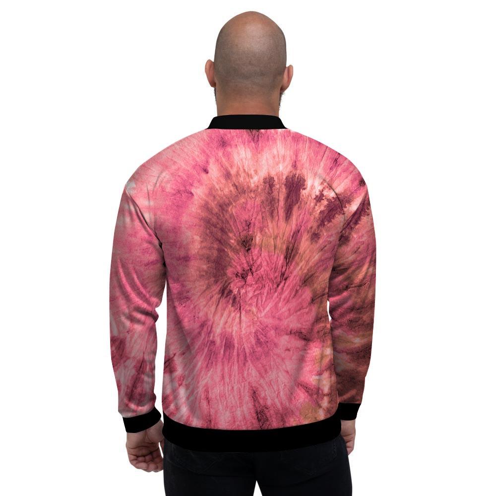 Pink Tie Dye Print Men's Bomber Jacket-grizzshop