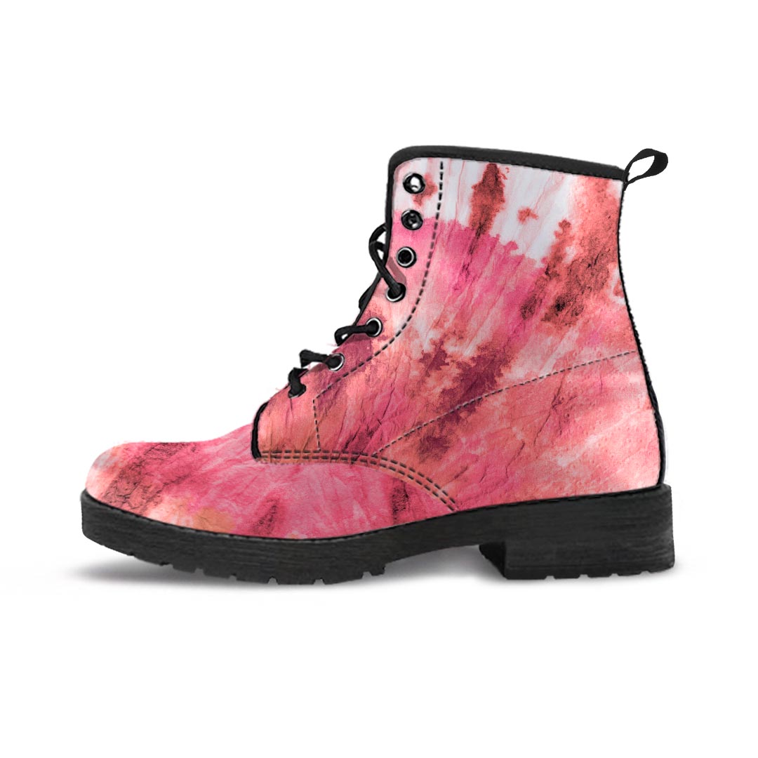 Pink Tie Dye Print Men's Boots-grizzshop