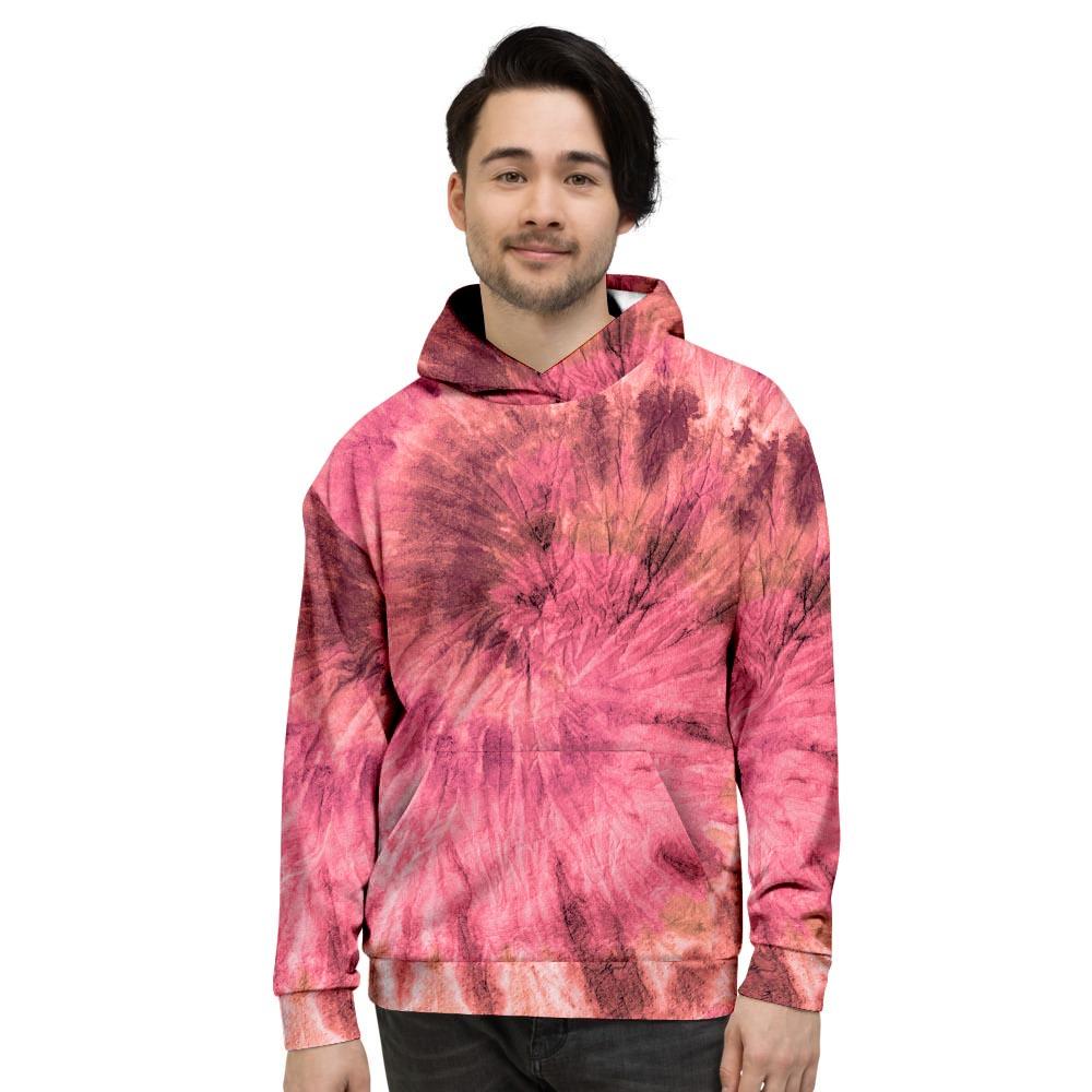 Pink Tie Dye Print Men's Hoodie-grizzshop