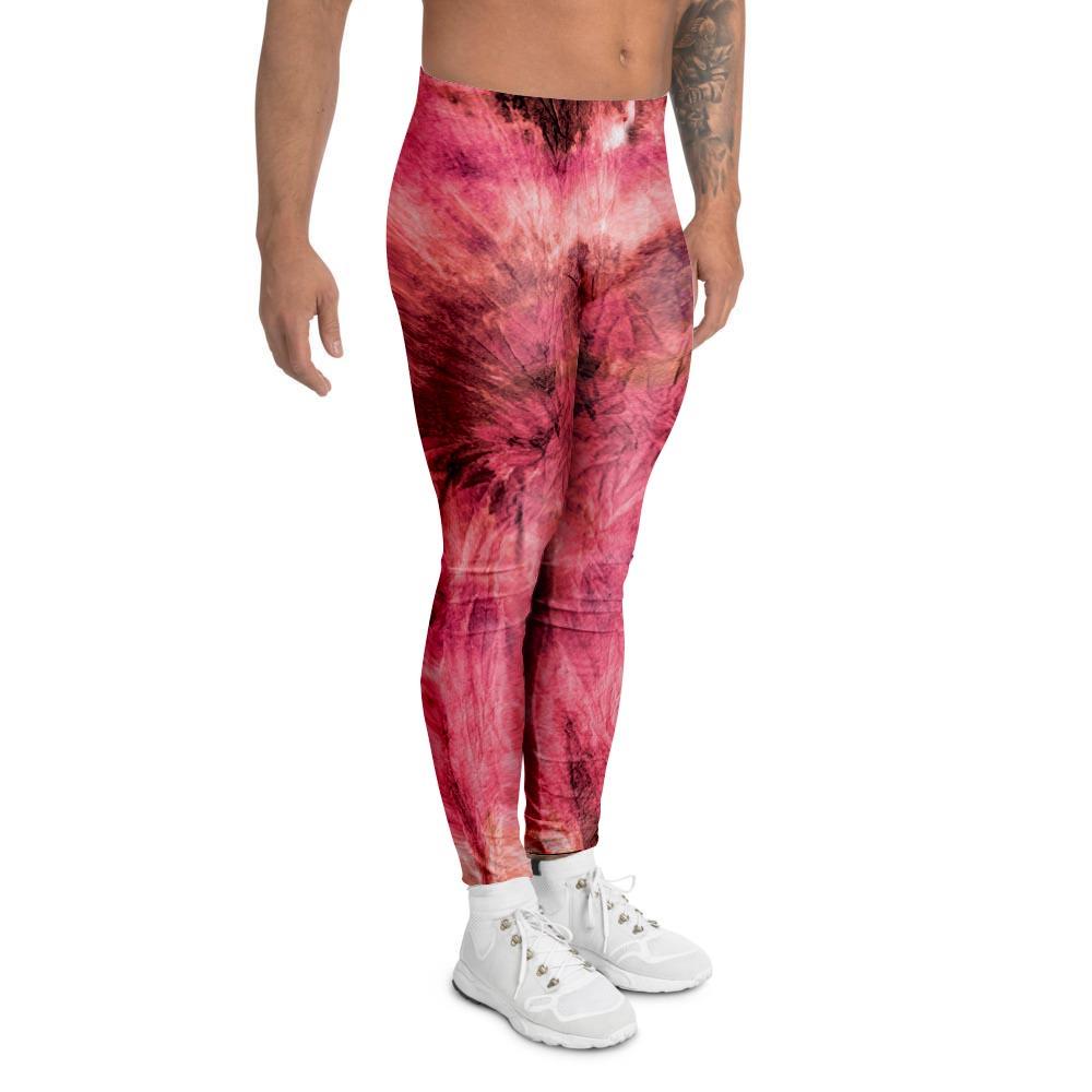 Pink Tie Dye Print Men's Leggings-grizzshop