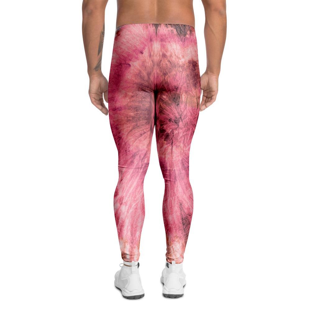 Pink Tie Dye Print Men's Leggings-grizzshop