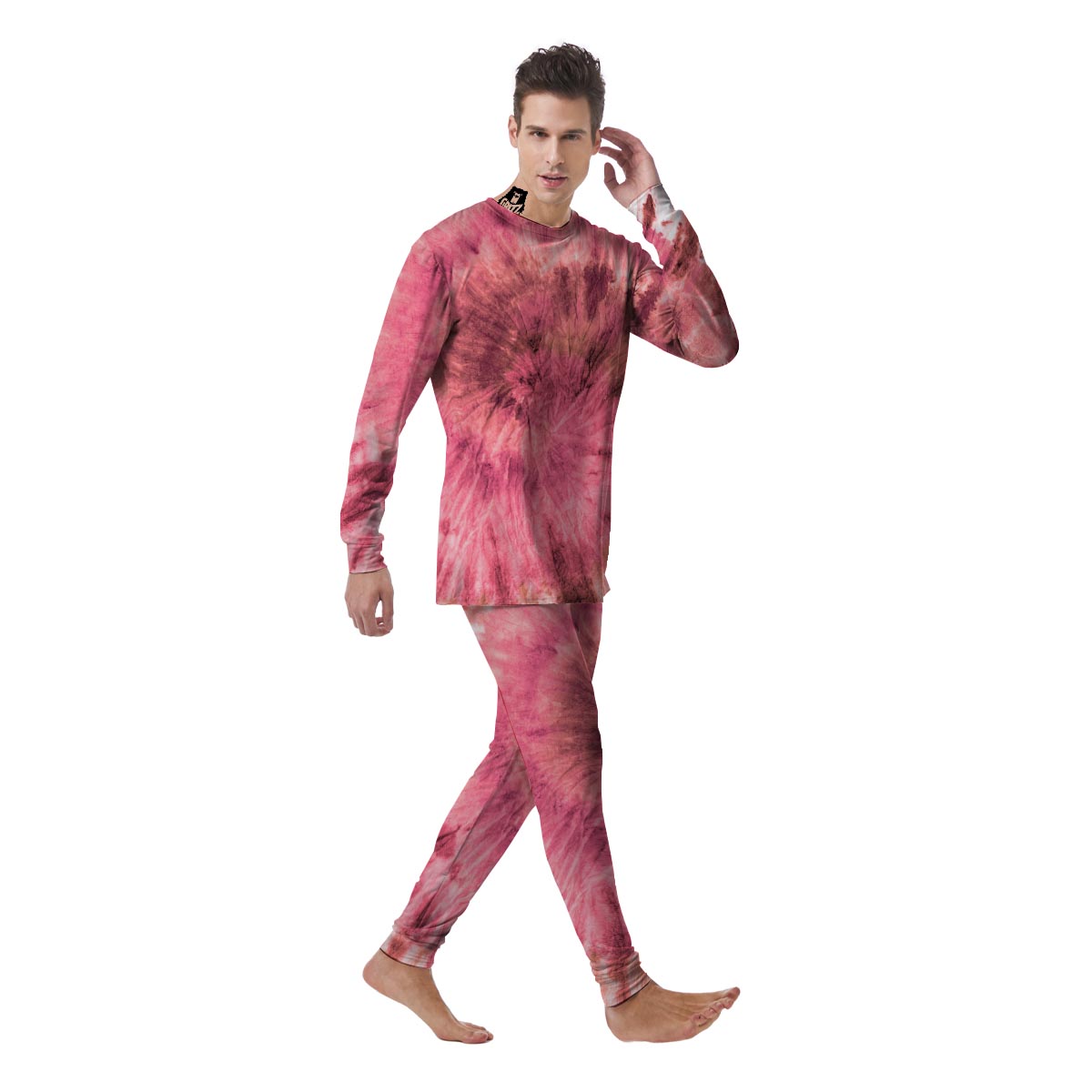 Pink Tie Dye Print Men's Pajamas-grizzshop