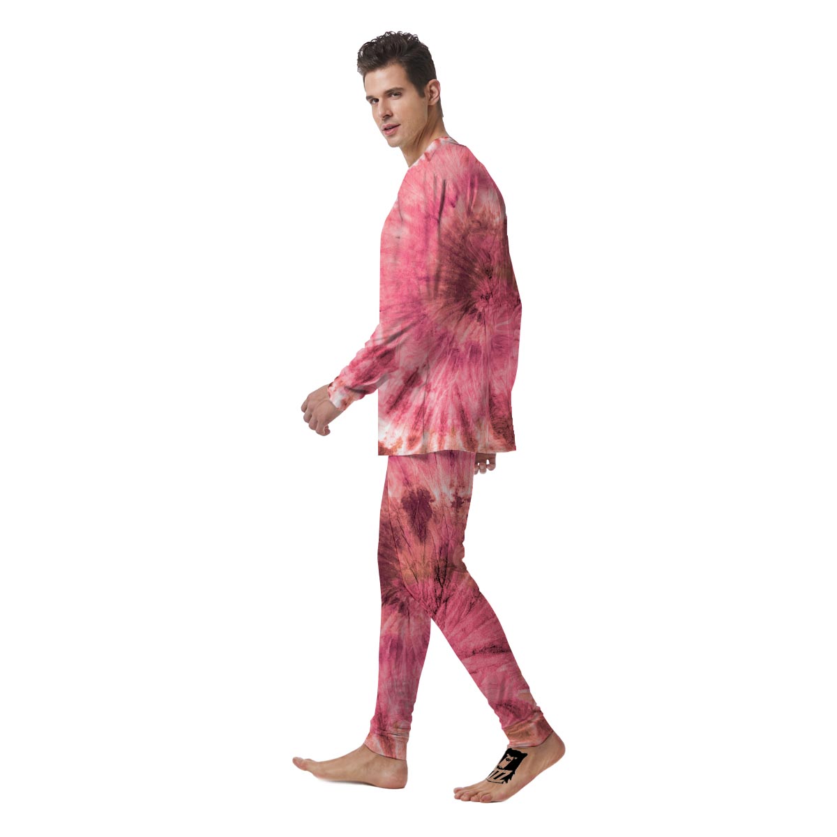 Pink Tie Dye Print Men's Pajamas-grizzshop