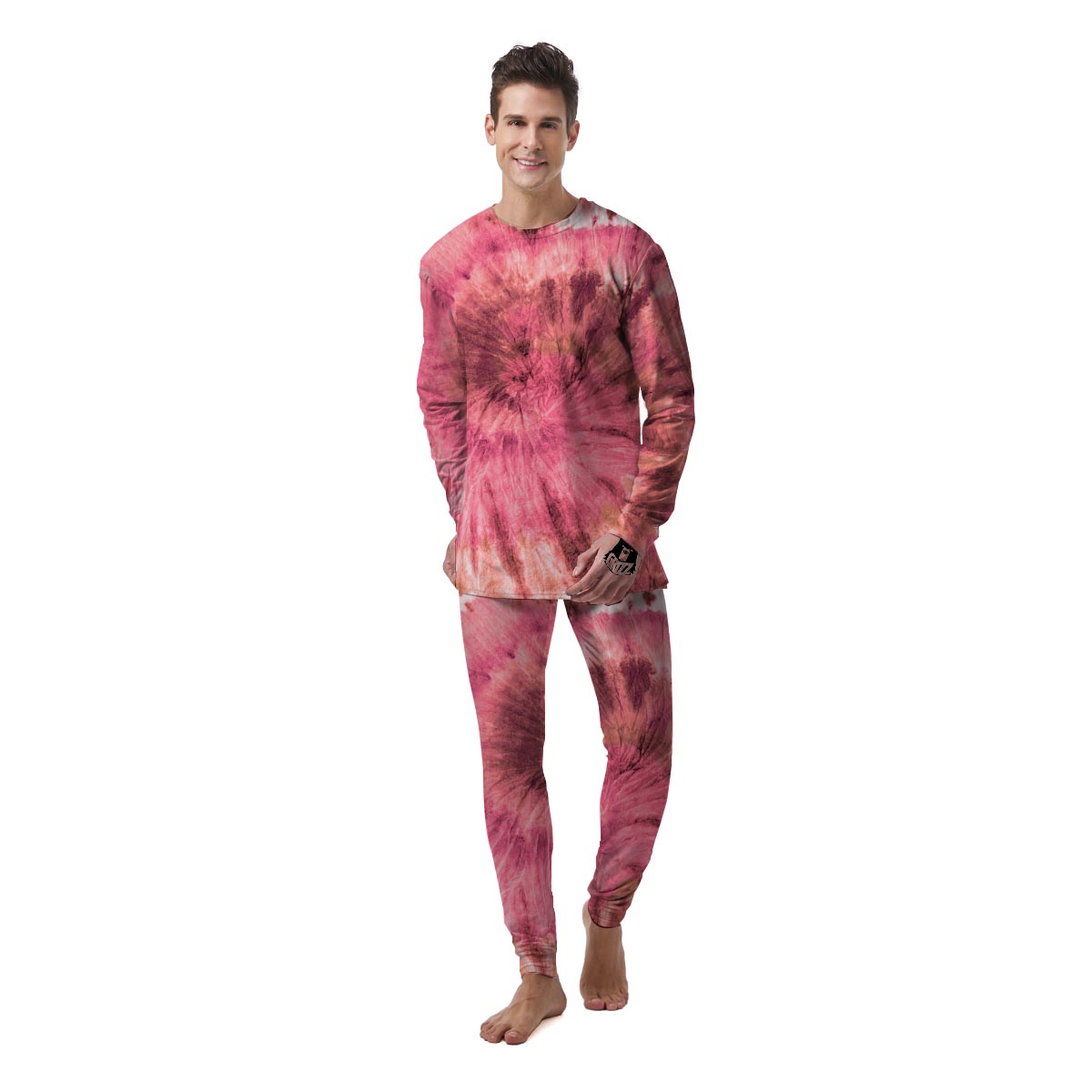 Pink Tie Dye Print Men's Pajamas-grizzshop