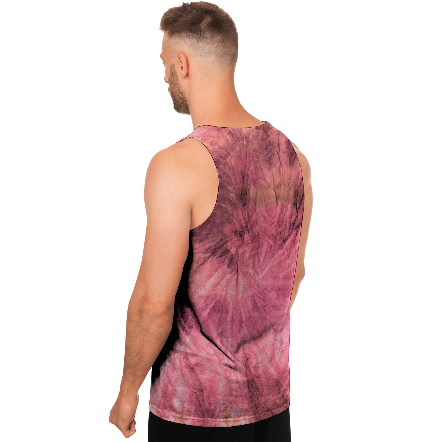 Pink Tie Dye Print Men's Tank Tops-grizzshop