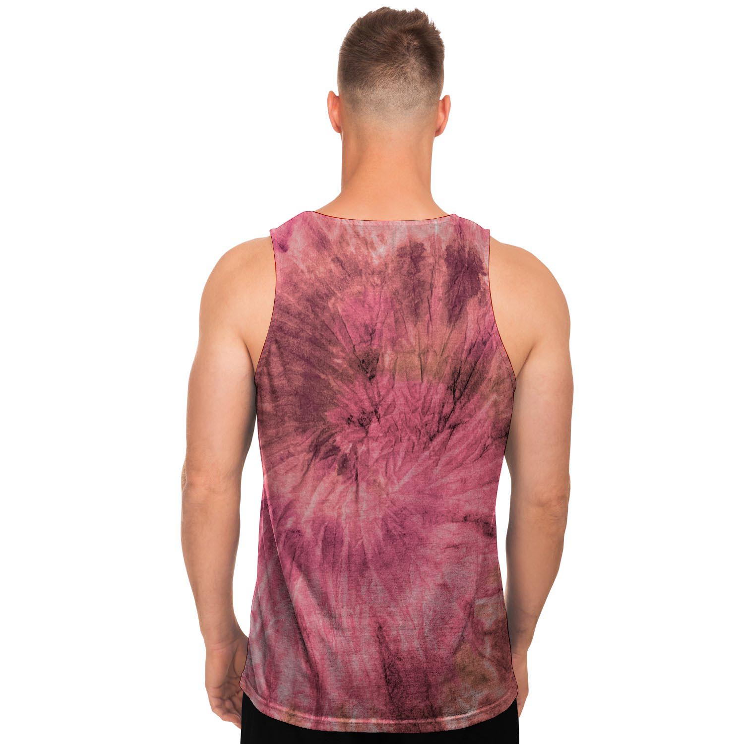 Pink Tie Dye Print Men's Tank Tops-grizzshop