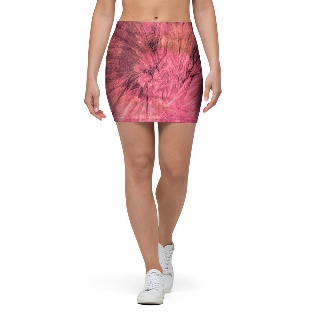 Pink Tie Dye Print Mini Skirt-grizzshop