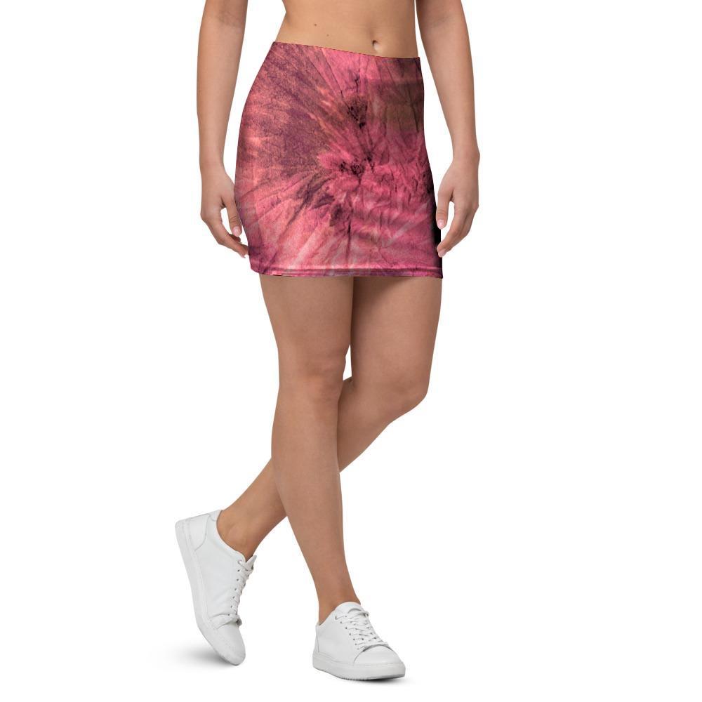 Pink Tie Dye Print Mini Skirt-grizzshop