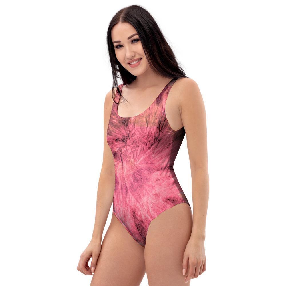 Pink Tie Dye Print One Piece Swimsuite-grizzshop