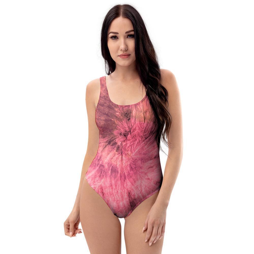 Pink Tie Dye Print One Piece Swimsuite-grizzshop