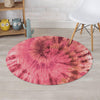 Pink Tie Dye Print Round Rug-grizzshop