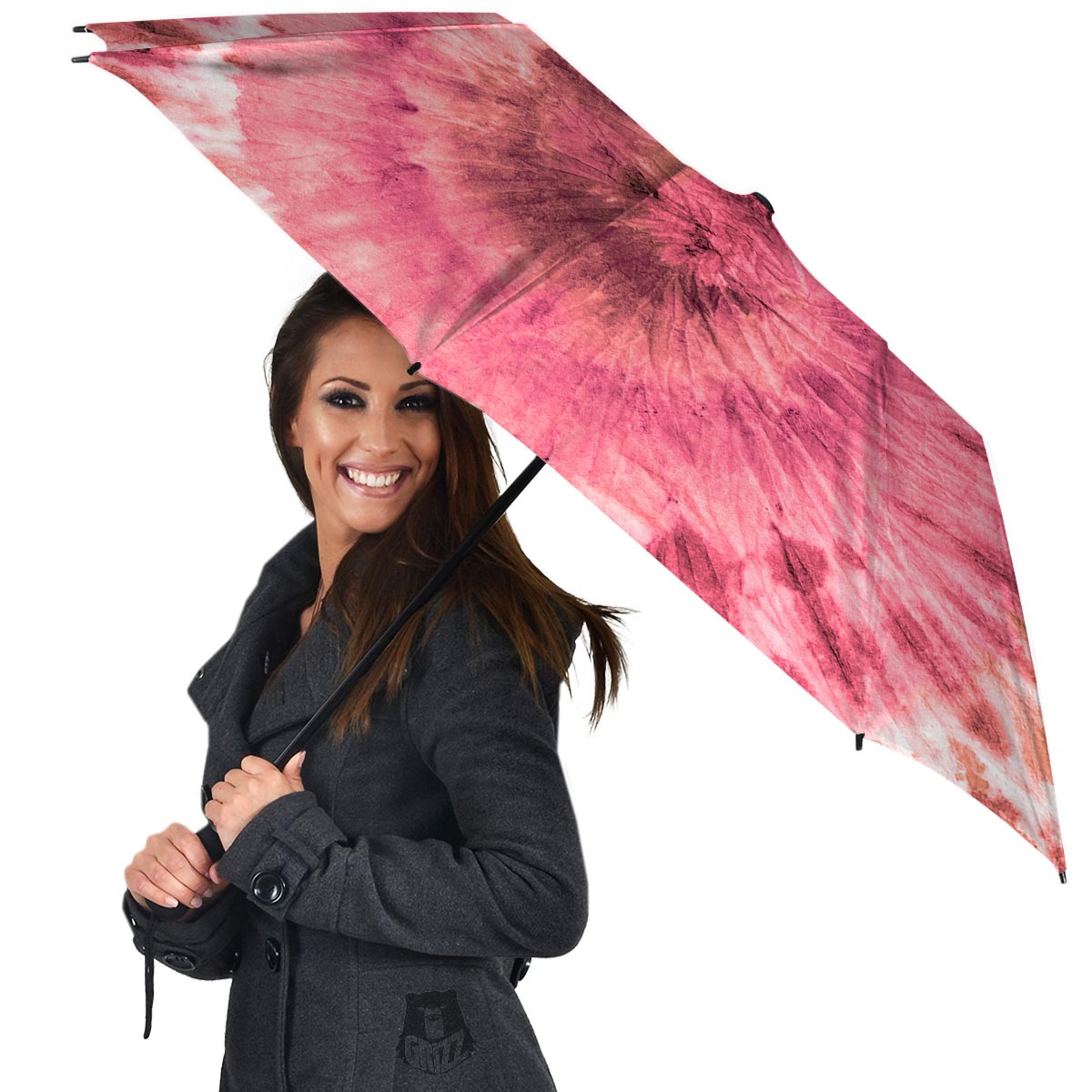 Pink Tie Dye Print Umbrella-grizzshop