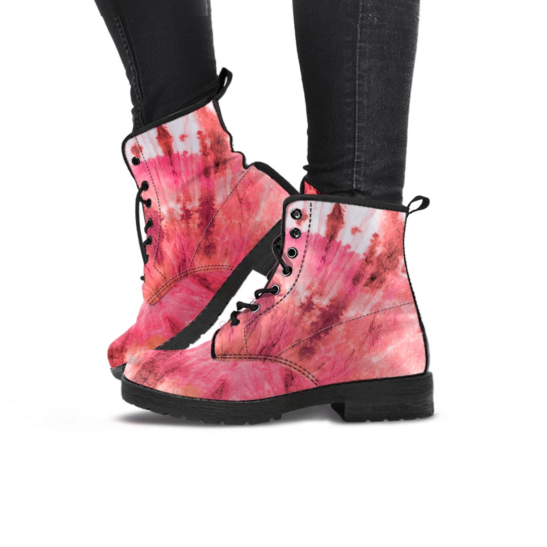 Pink Tie Dye Print Women's Boots-grizzshop