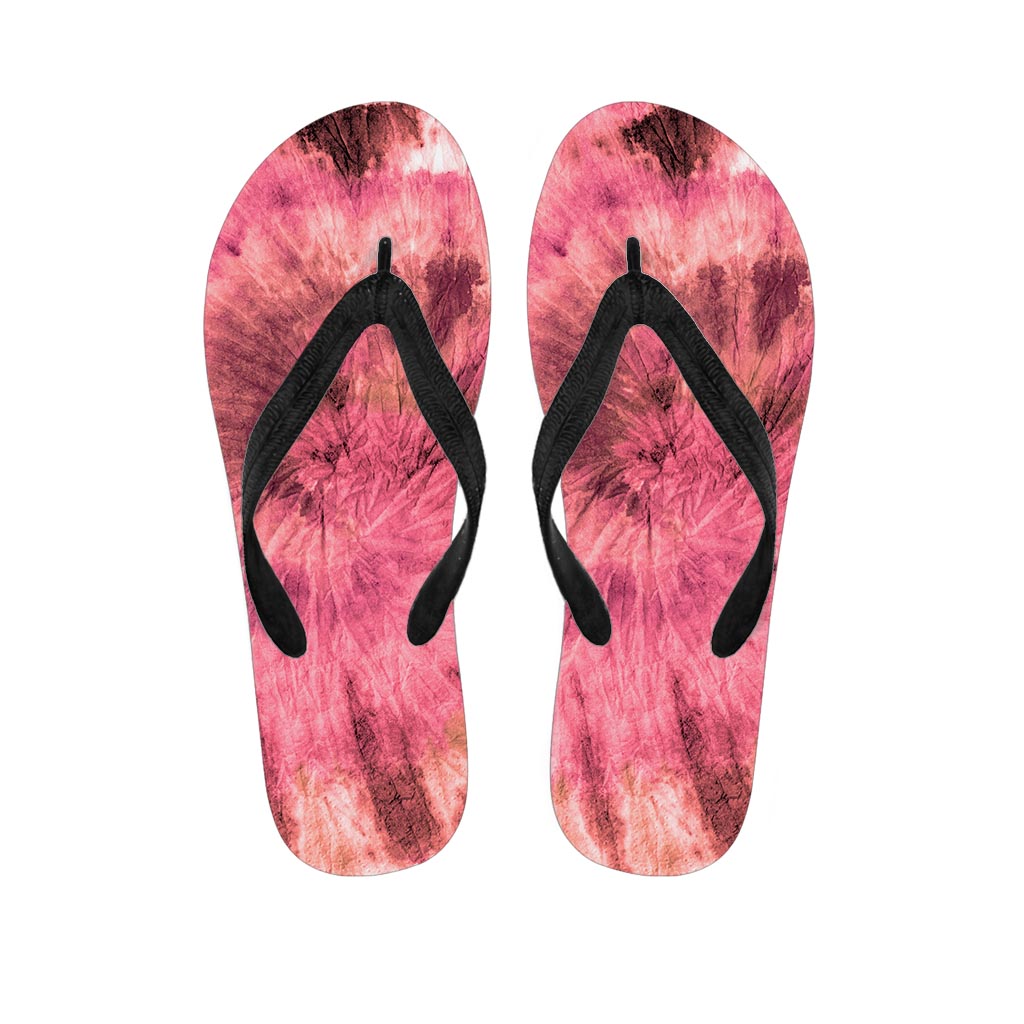 Pink Tie Dye Print Women's Flip Flops-grizzshop
