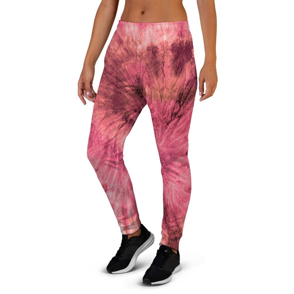 Pink Tie Dye Print Women's Joggers-grizzshop